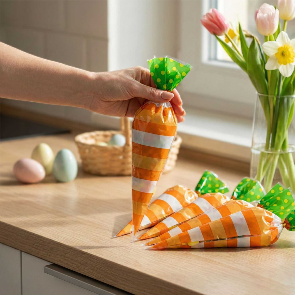 Bag Tek Plastic Cone Bag - Stripes, Polka Dots - 6" x 11" - 100 count box