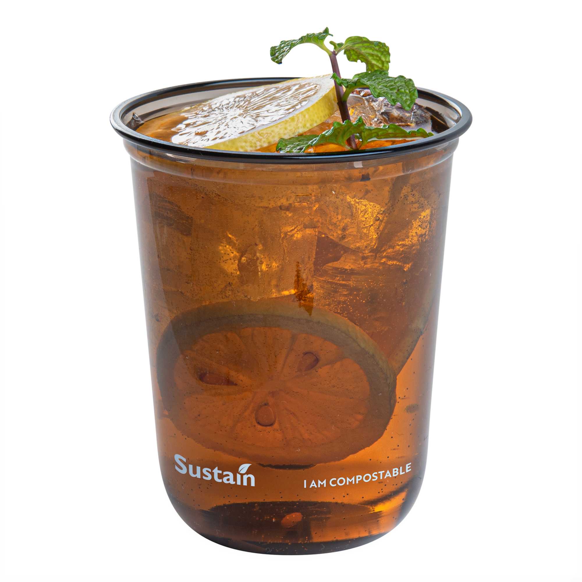 Sustain 12 oz U-Shape Black PLA Plastic Drinking Cup - Compostable, Rounded Bottom - 3 1/2" x 3 1/2" x 4 1/4" - 1000 count box
