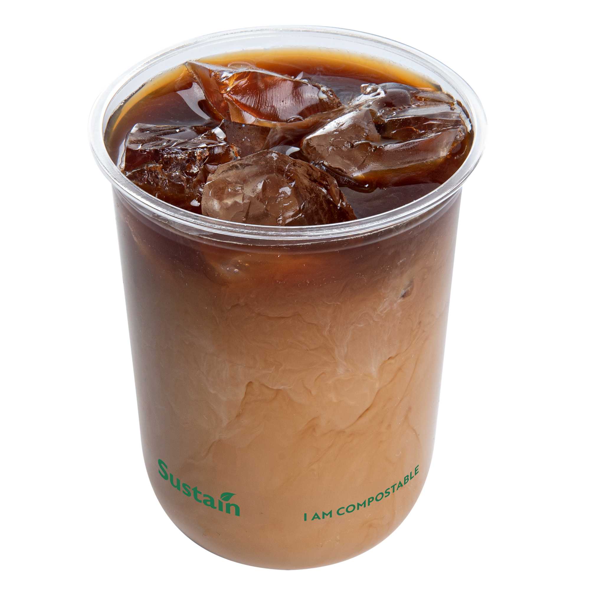 Sustain 12 oz U-Shape Clear PLA Plastic Drinking Cup - Compostable, Rounded Bottom - 3 1/2" x 3 1/2" x 4 1/4" - 100 count box