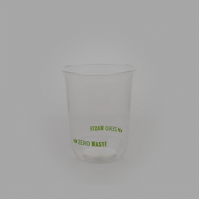 Sustain 12 oz U-Shape Clear PLA Plastic Drinking Cup - Compostable, Rounded Bottom - 3 1/2" x 3 1/2" x 4 1/4" - 100 count box