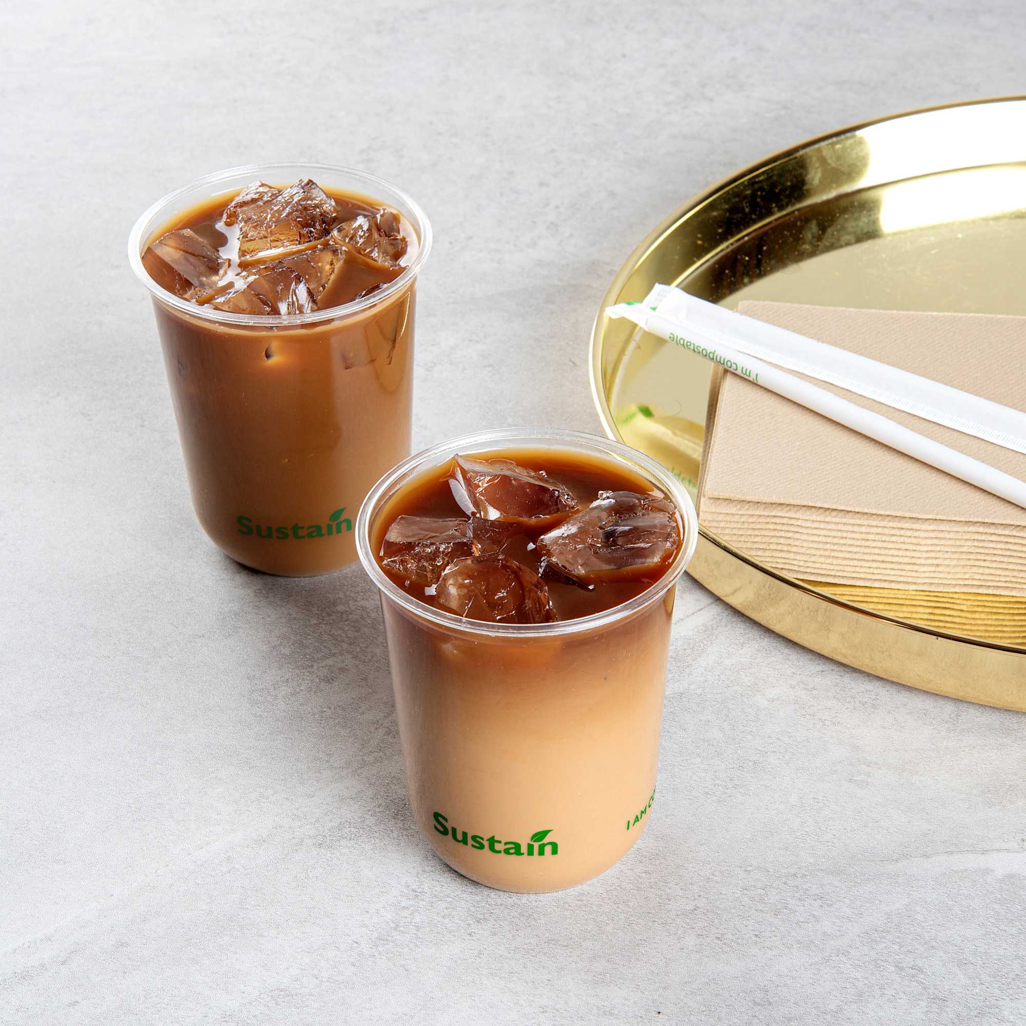 Sustain 12 oz U-Shape Clear PLA Plastic Drinking Cup - Compostable, Rounded Bottom - 3 1/2" x 3 1/2" x 4 1/4" - 100 count box