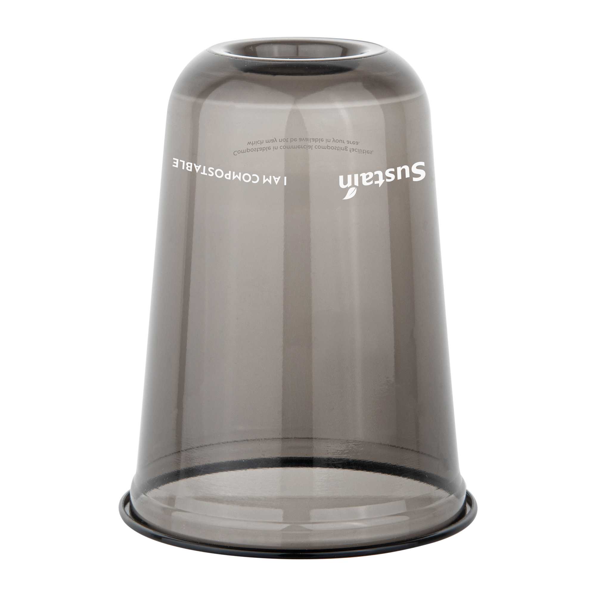 Sustain 16 oz U-Shape Black PLA Plastic Drinking Cup - Compostable, Rounded Bottom - 3 1/2" x 3 1/2" x 4 3/4" - 100 count box