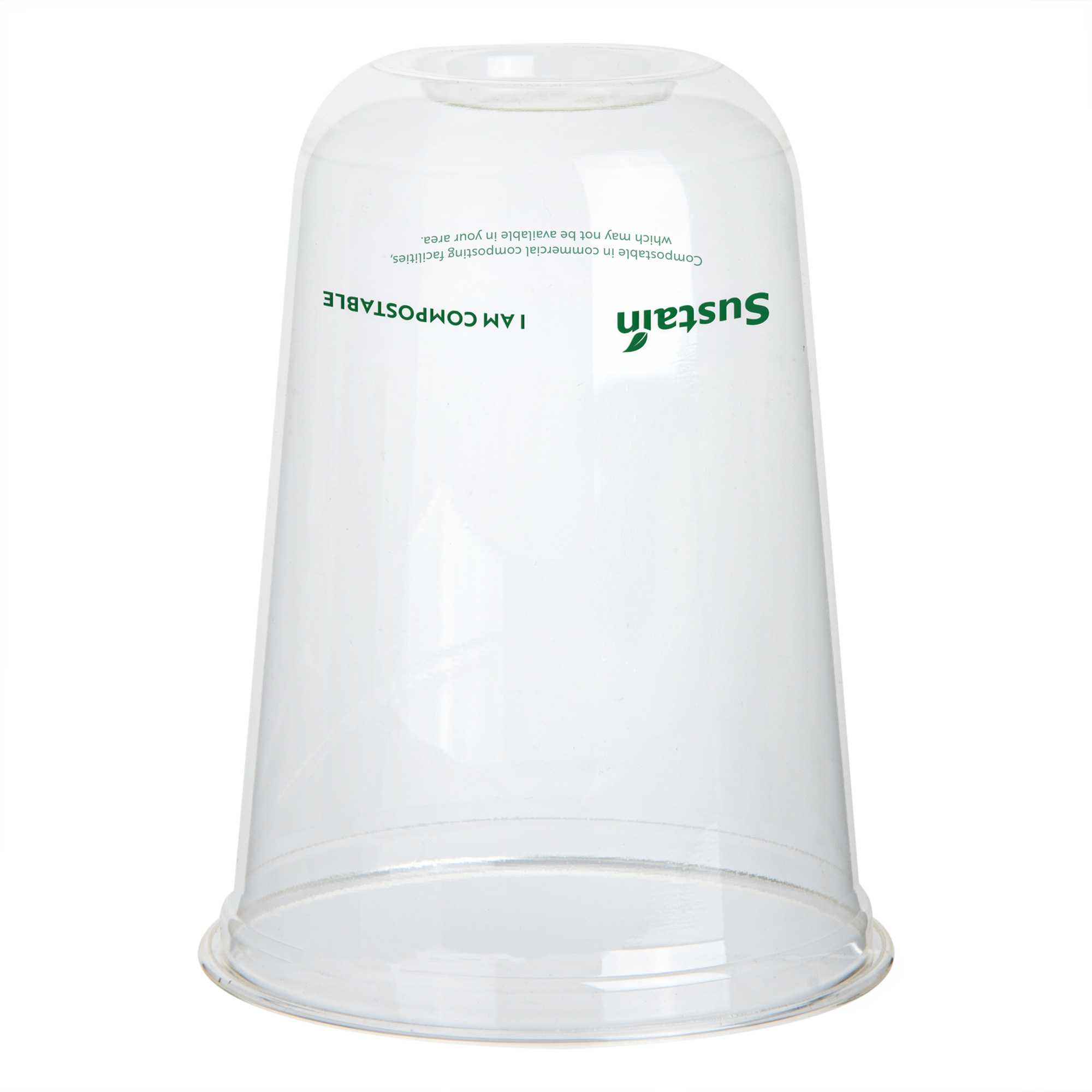 Sustain 16 oz U-Shape Clear PLA Plastic Drinking Cup - Compostable, Rounded Bottom - 3 1/2" x 3 1/2" x 4 3/4" - 100 count box
