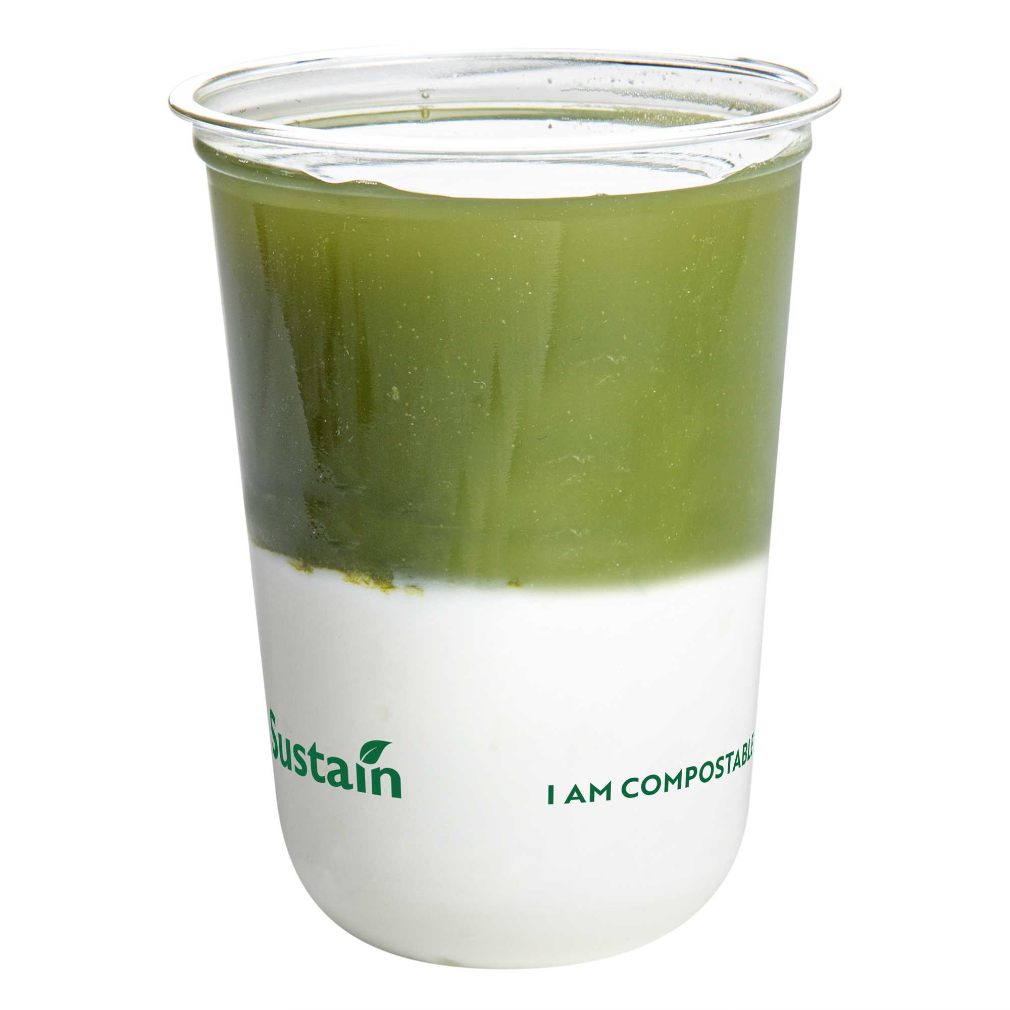 Sustain 16 oz U-Shape Clear PLA Plastic Drinking Cup - Compostable, Rounded Bottom - 3 1/2" x 3 1/2" x 4 3/4" - 1000 count box