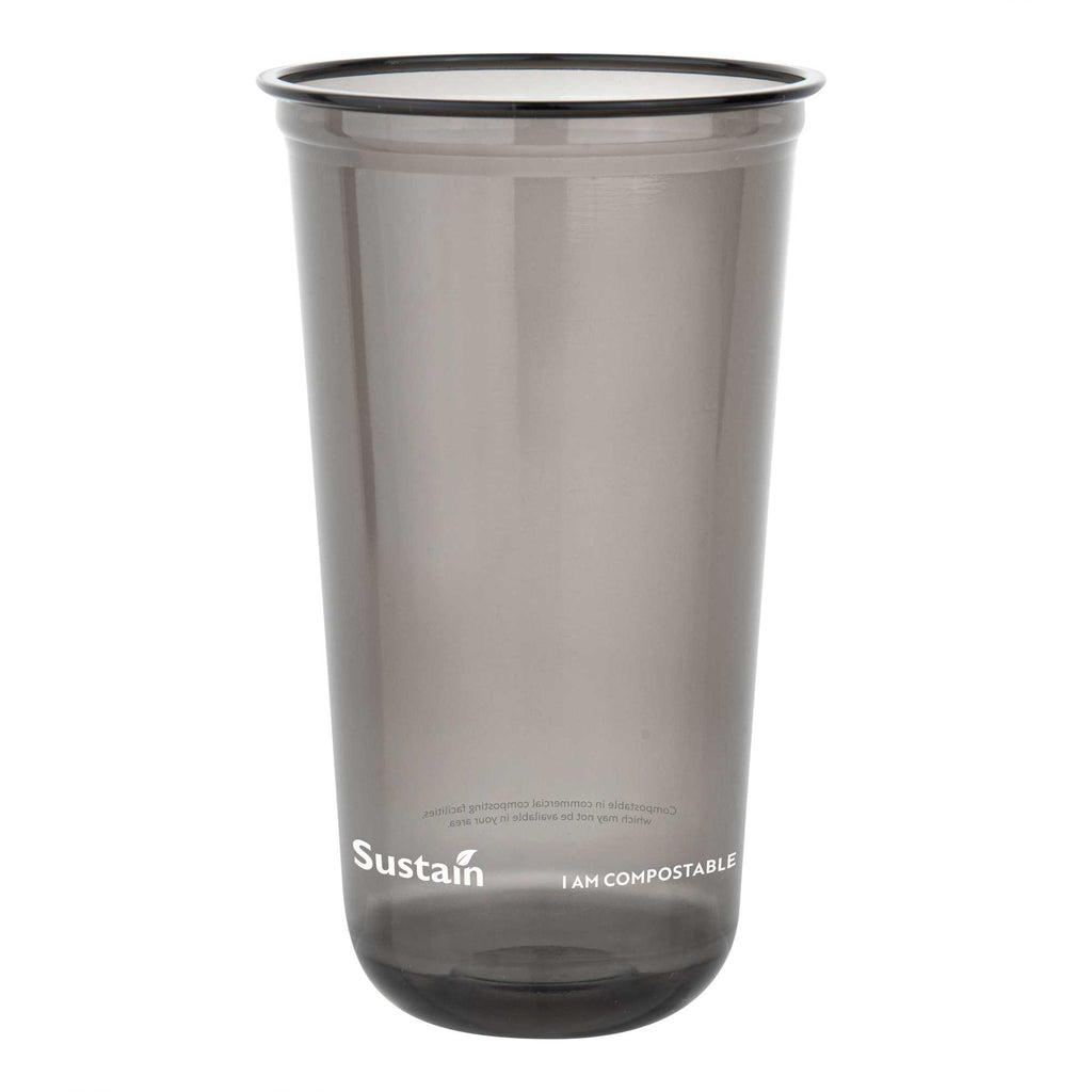 Sustain 24 oz U-Shape Black PLA Plastic Drinking Cup - Compostable, Rounded Bottom - 3 1/2" x 3 1/2" x 6" - 1000 count box