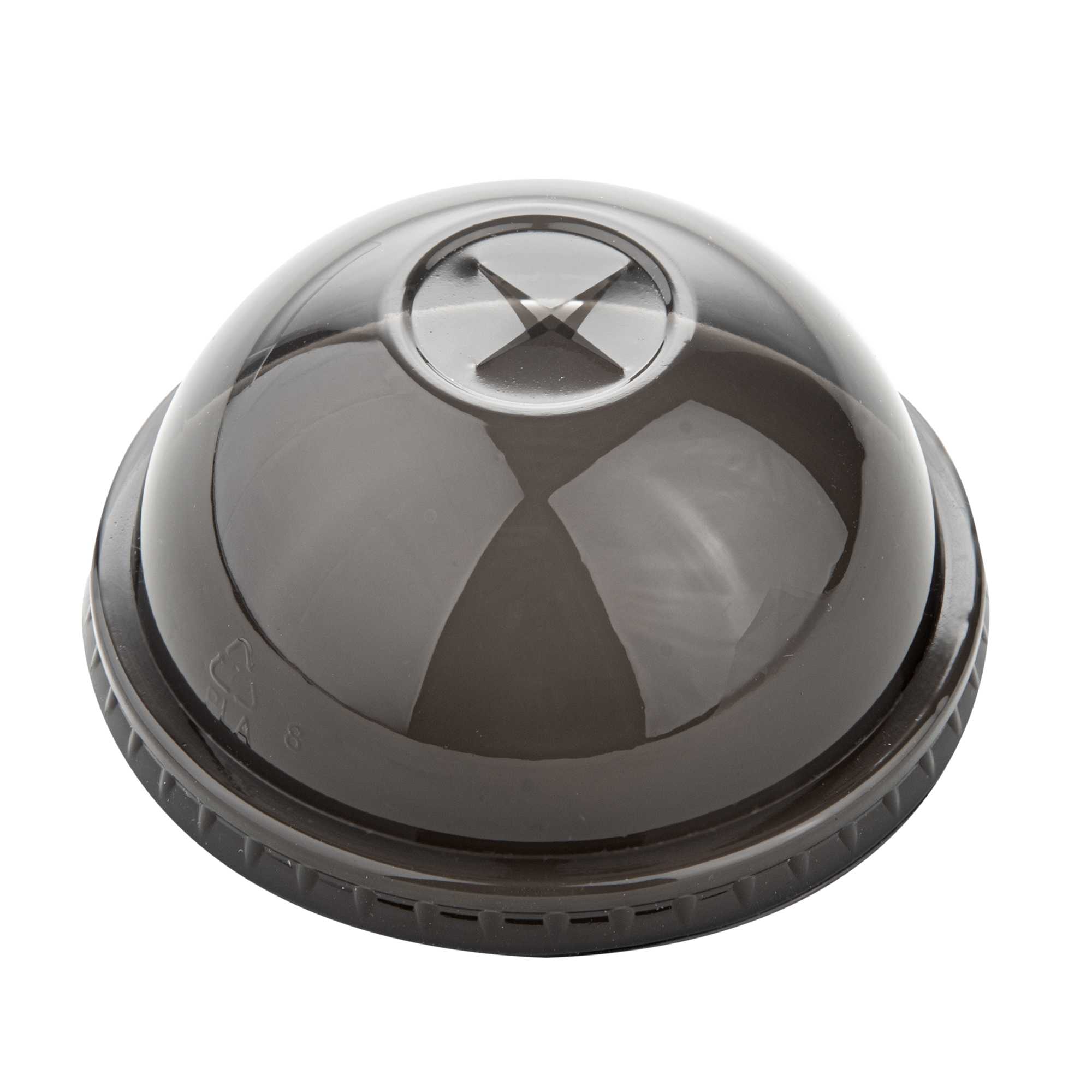 Sustain Round Black PLA Plastic Dome Lid - Fits 12, 16, and 24 oz, Compostable - 3 1/2" x 3 1/2" x 1 3/4" - 1000 count box
