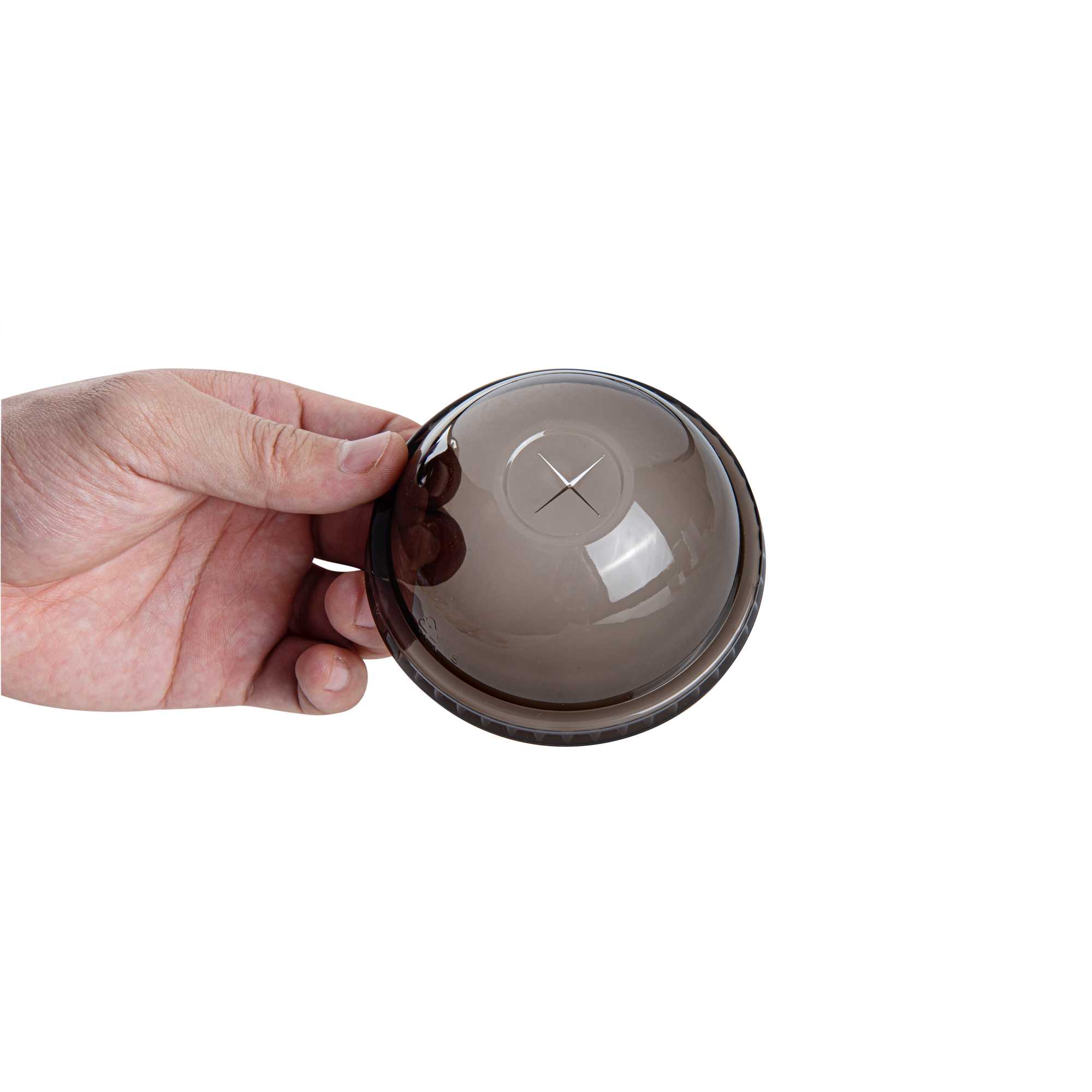 Sustain Round Black PLA Plastic Dome Lid - Fits 12, 16, and 24 oz, Compostable - 3 1/2" x 3 1/2" x 1 3/4" - 100 count box