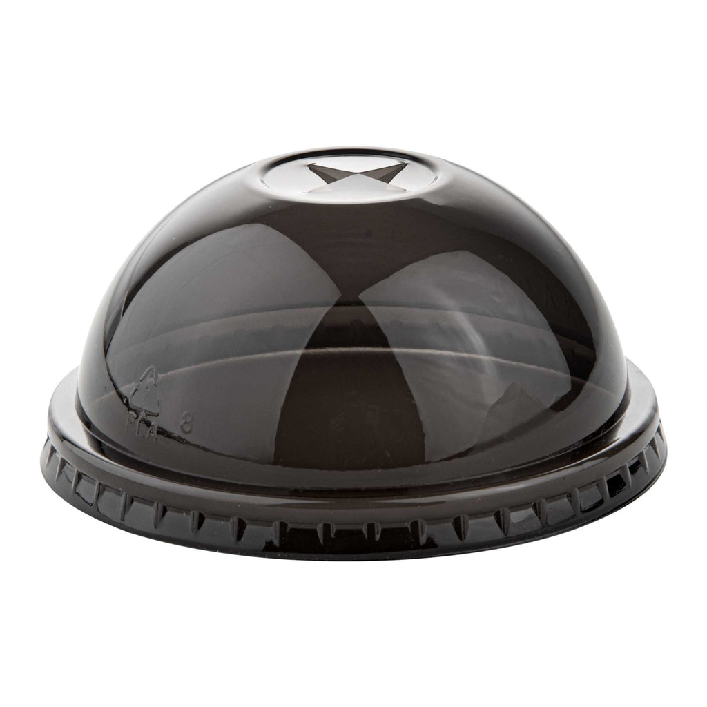 Sustain Round Black PLA Plastic Dome Lid - Fits 12, 16, and 24 oz, Compostable - 3 1/2" x 3 1/2" x 1 3/4" - 100 count box