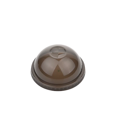 Sustain Round Black PLA Plastic Dome Lid - Fits 12, 16, and 24 oz, Compostable - 3 1/2" x 3 1/2" x 1 3/4" - 1000 count box