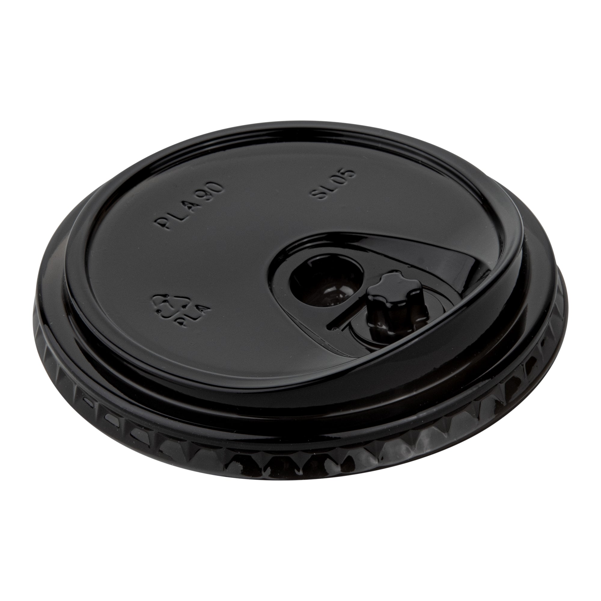 Sustain Round Black PLA Plastic Straw or Sippy Cup Lid - Fits 12, 16, and 24 oz, Compostable - 3 1/2" x 3 1/2" x 3/4" - 1000 count box