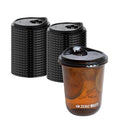 Sustain Round Black PLA Plastic Straw or Sippy Cup Lid - Fits 12, 16, and 24 oz, Compostable - 3 1/2" x 3 1/2" x 3/4" - 100 count box