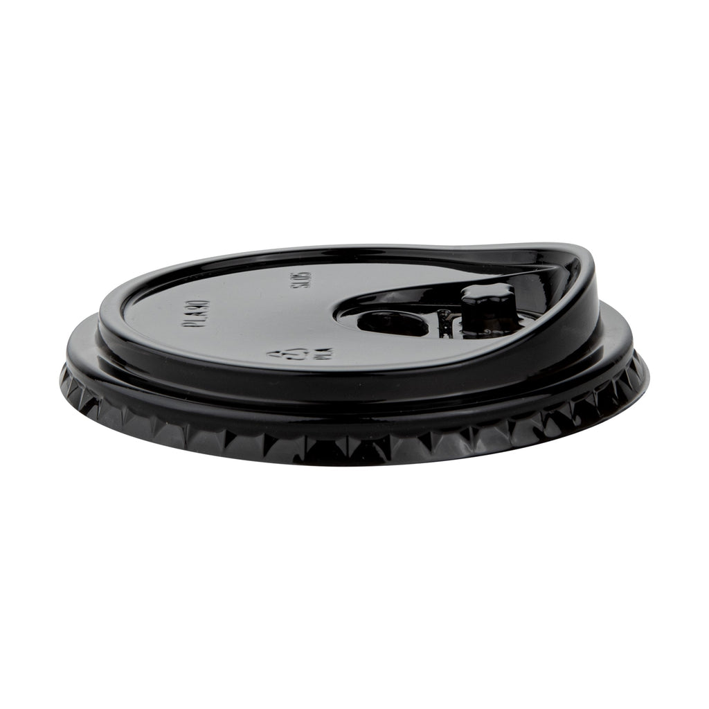 Sustain Round Black PLA Plastic Straw or Sippy Cup Lid - Fits 12, 16, and 24 oz, Compostable - 3 1/2" x 3 1/2" x 3/4" - 100 count box
