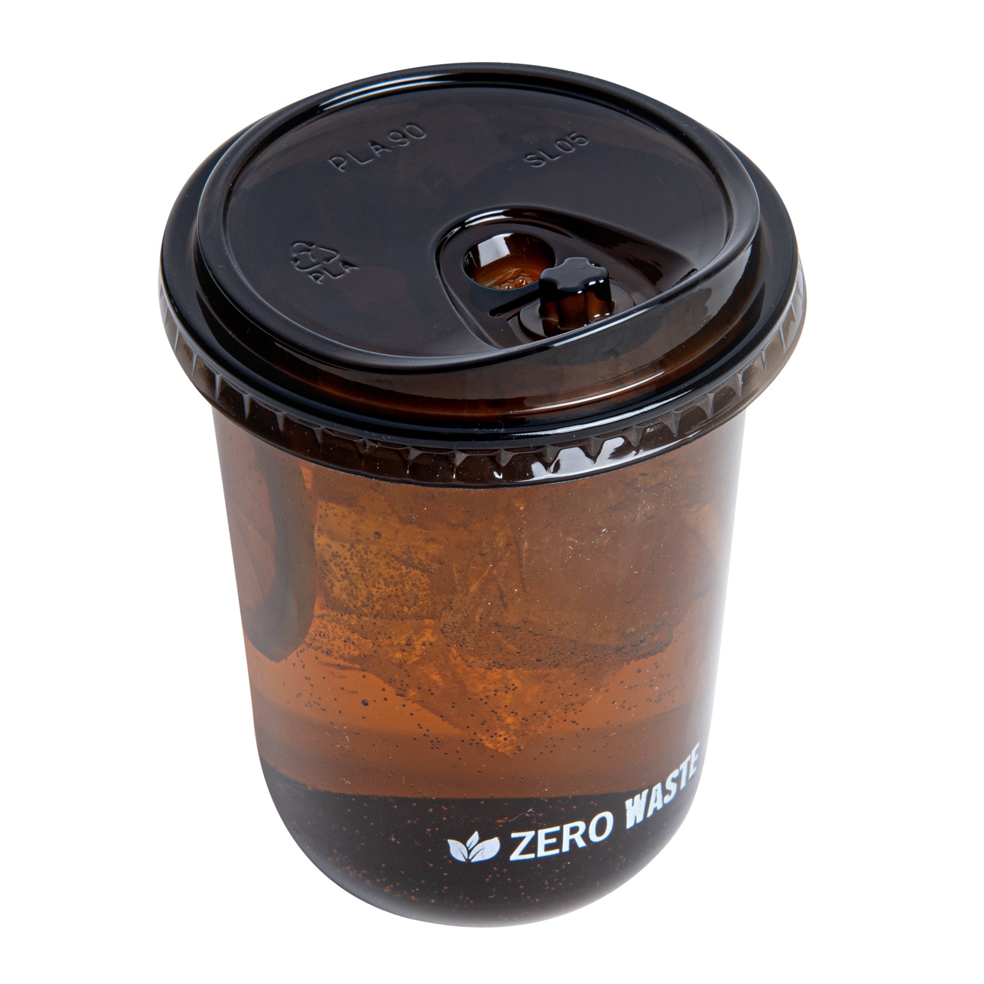 Sustain Round Black PLA Plastic Straw or Sippy Cup Lid - Fits 12, 16, and 24 oz, Compostable - 3 1/2" x 3 1/2" x 3/4" - 1000 count box