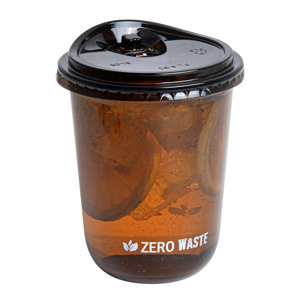 Sustain Round Black PLA Plastic Straw or Sippy Cup Lid - Fits 12, 16, and 24 oz, Compostable - 3 1/2" x 3 1/2" x 3/4" - 1000 count box