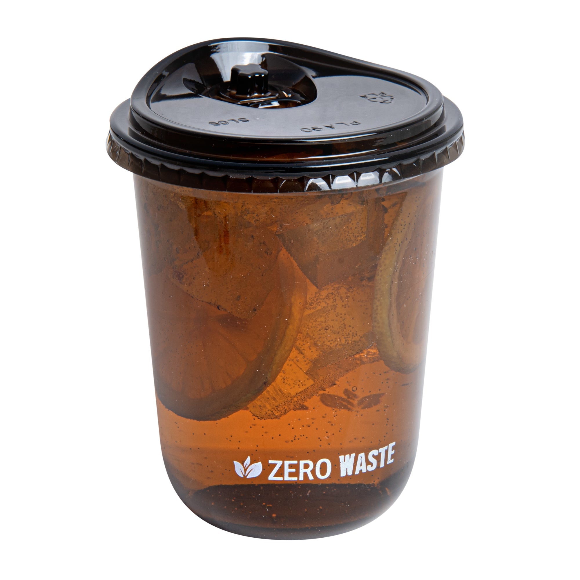 Sustain Round Black PLA Plastic Straw or Sippy Cup Lid - Fits 12, 16, and 24 oz, Compostable - 3 1/2" x 3 1/2" x 3/4" - 1000 count box