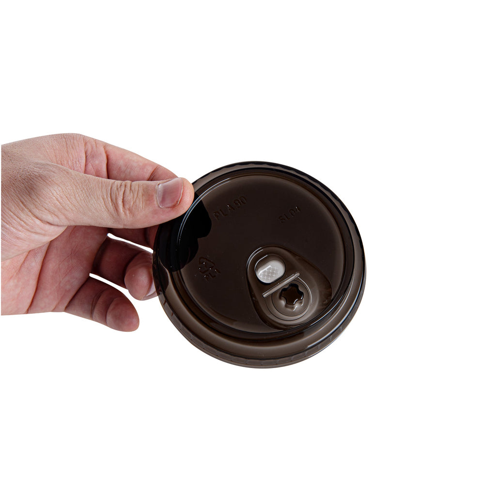 Sustain Round Black PLA Plastic Straw or Sippy Cup Lid - Fits 12, 16, and 24 oz, Compostable - 3 1/2" x 3 1/2" x 3/4" - 1000 count box