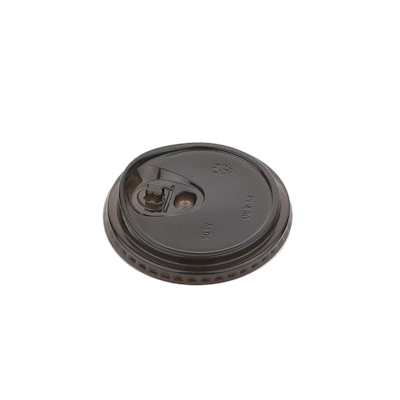 Sustain Round Black PLA Plastic Straw or Sippy Cup Lid - Fits 12, 16, and 24 oz, Compostable - 3 1/2" x 3 1/2" x 3/4" - 1000 count box