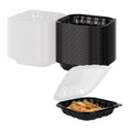 Thermo Tek 40 oz Black Plastic Clamshell Container - Microwavable - 9" x 9" x 3" - 50 count box