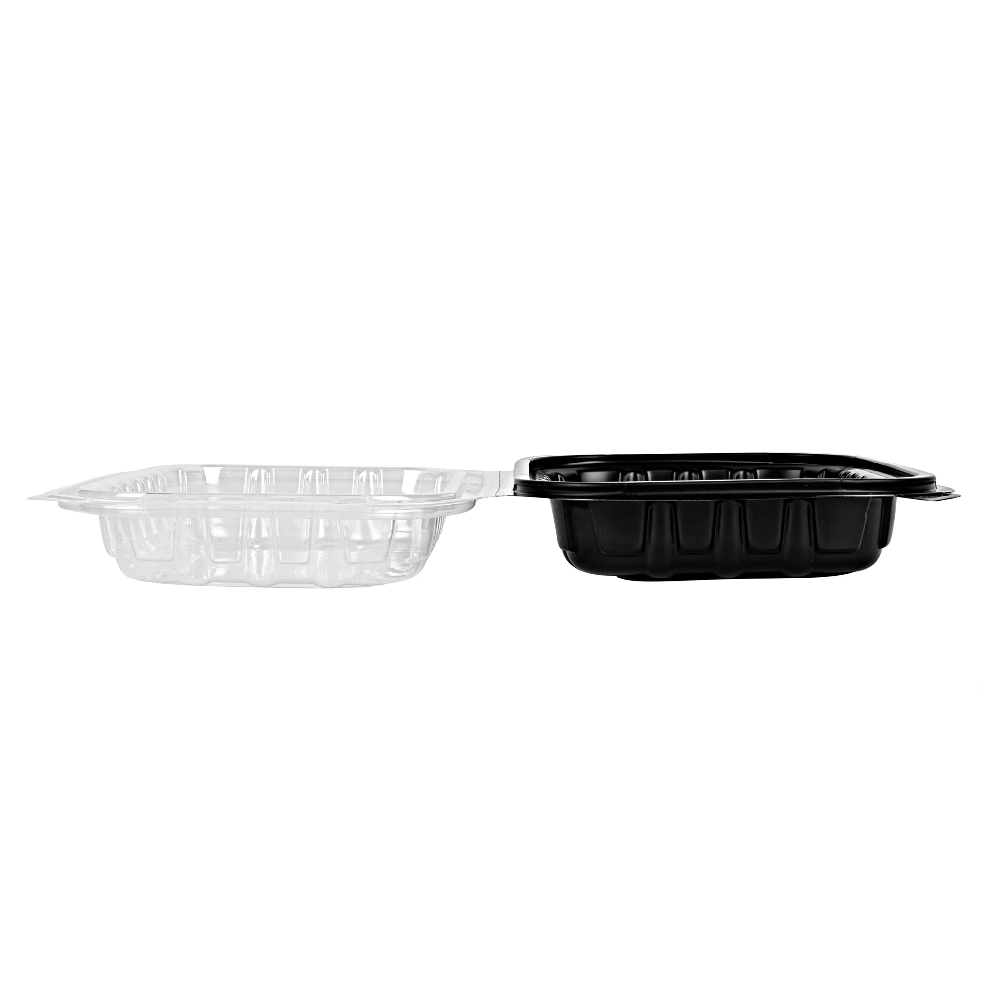Thermo Tek 24 oz Black Plastic Clamshell Container - Microwavable - 9" x 6" x 3" - 100 count box