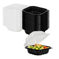 Thermo Tek 16 oz Black Plastic Clamshell Container - Microwavable - 6" x 6" x 3" - 50 count box