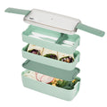 Bento Tek 30 oz Green 3-In-1 Lunch Box - BPA-Free, Microwave-Safe, with Fork and Knife - 7 1/2" x 3 1/4" x 4 1/2" - 1 count box