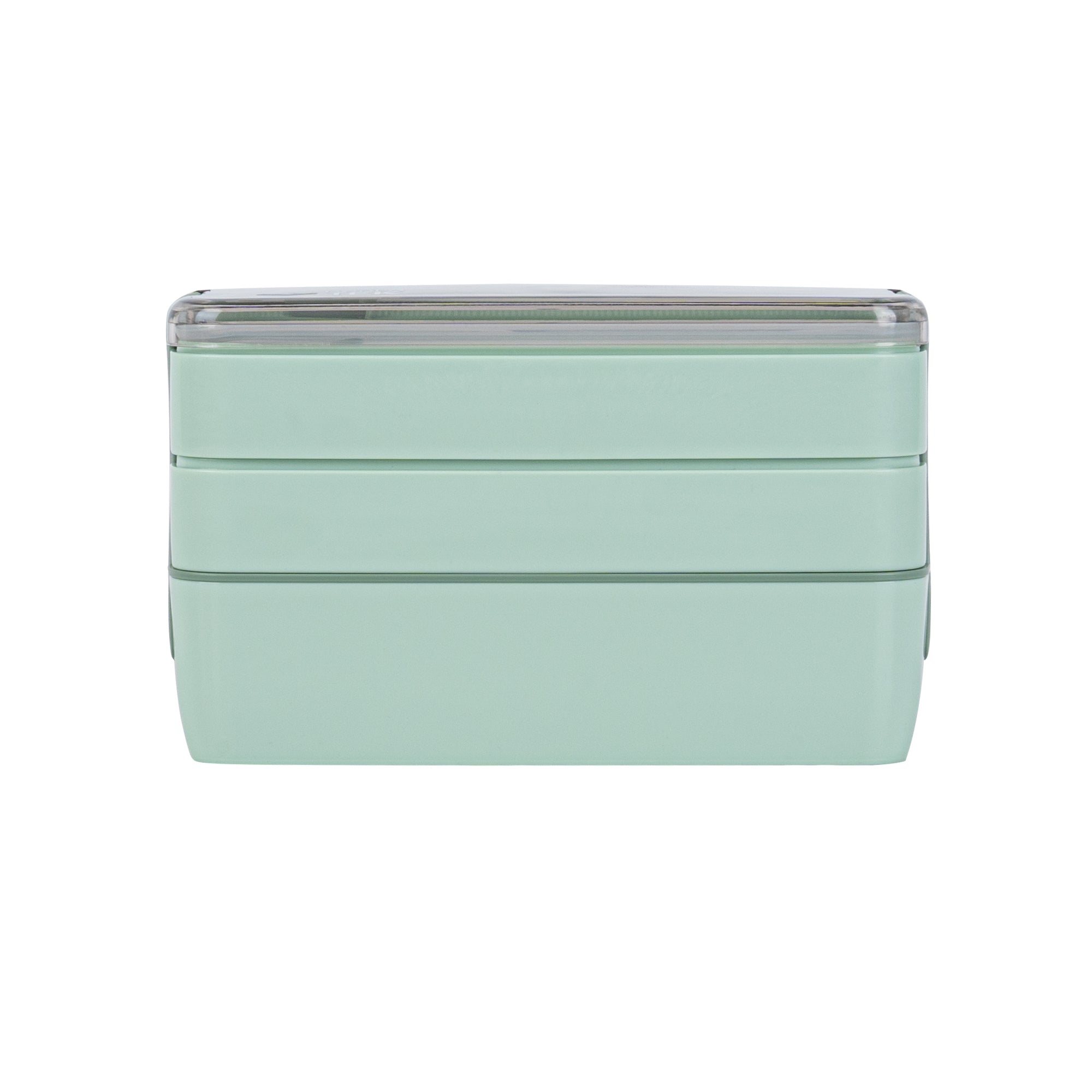 Bento Tek 30 oz Green 3-In-1 Lunch Box - BPA-Free, Microwave-Safe, with Fork and Knife - 7 1/2" x 3 1/4" x 4 1/2" - 10 count box