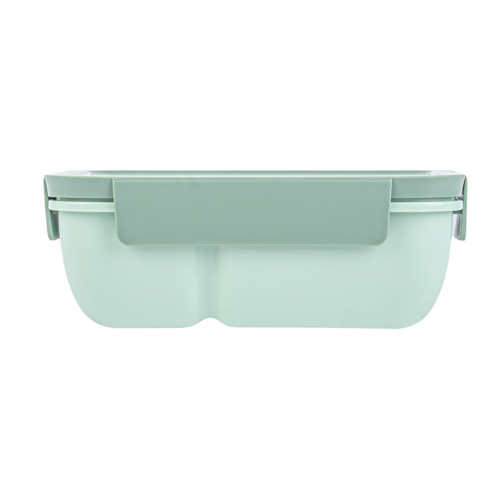 Bento Tek 29 oz Green Lunch Box - BPA-Free, Microwave-Safe, with Fork and Spoon - 7 3/4" x 4 3/4" x 2 3/4" - 1 count box