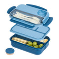Bento Tek 44 oz Blue Lunch Box - BPA-Free, Microwave-Safe, with Utensils - 9" x 6 1/2" x 3 1/4" - 1 count box