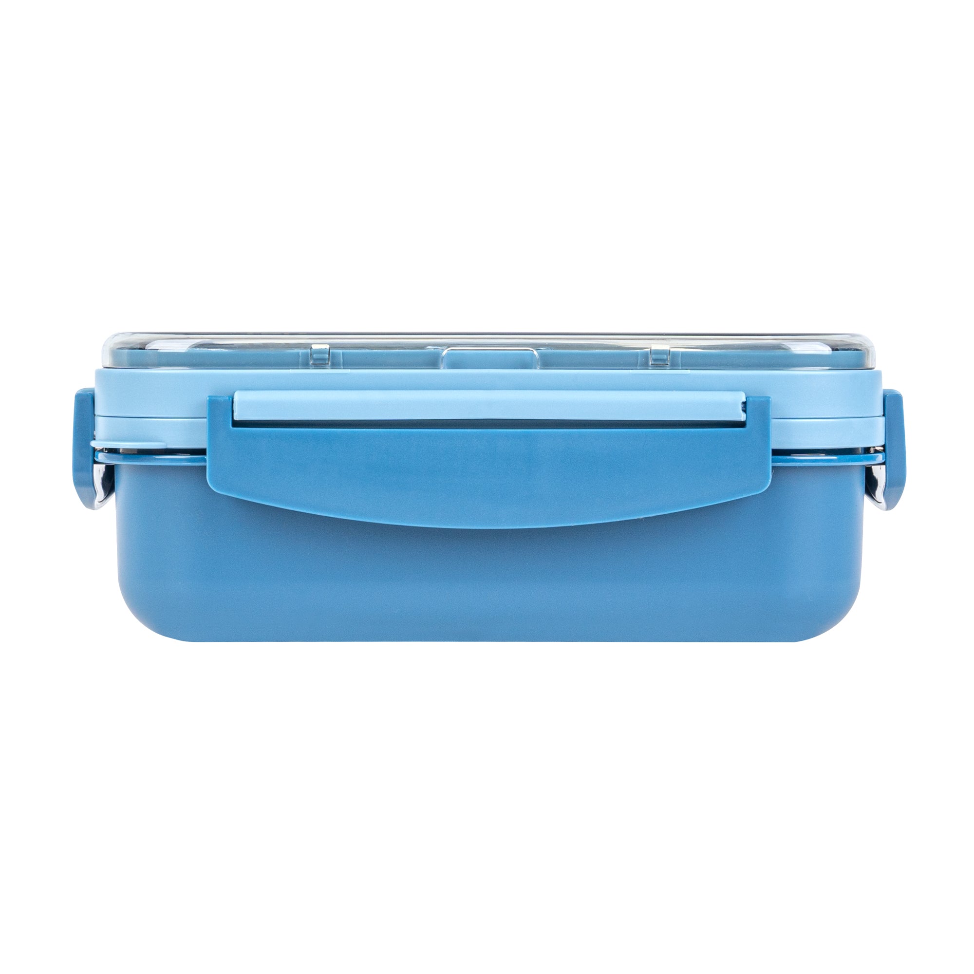 Bento Tek 44 oz Blue Lunch Box - BPA-Free, Microwave-Safe, with Utensils - 9" x 6 1/2" x 3 1/4" - 10 count box