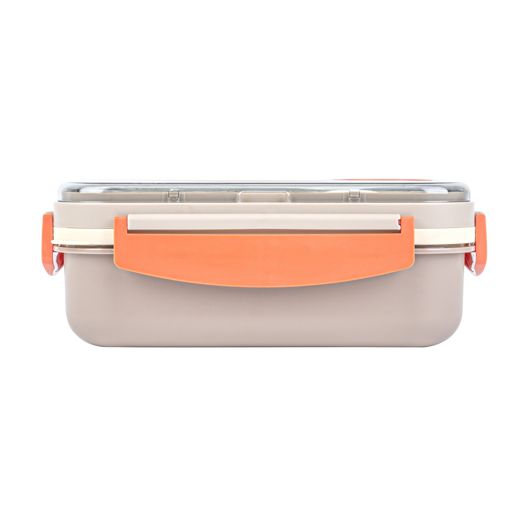 Bento Tek 44 oz Brown and Orange Lunch Box - BPA-Free, Microwave-Safe, with Utensils - 9" x 6 1/2" x 3 1/4" - 10 count box