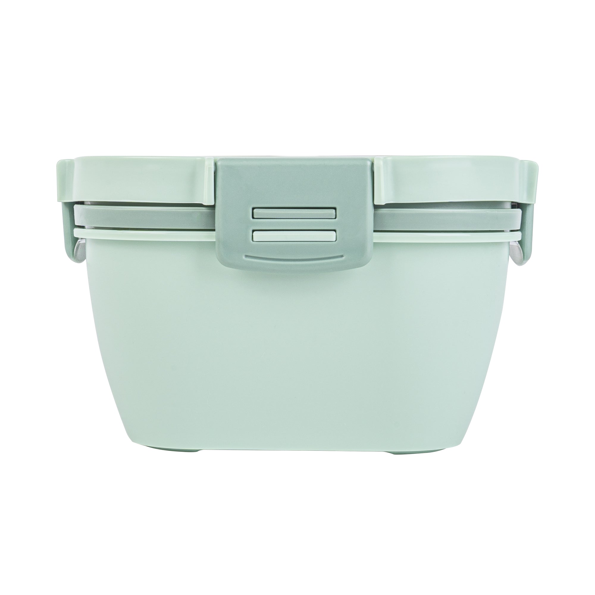 Bento Tek 58 oz Green Lunch Box - BPA-Free, Microwave-Safe, with Fork and Knife - 7 1/4" x 7 1/4" x 4 1/4" - 1 count box