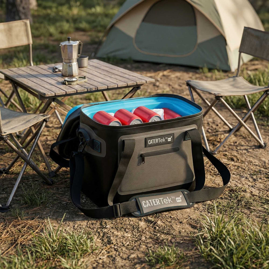 Cater Tek Black and Gray Insulated Soft Cooler - Holds 30 Cans, with Bottle Opener - 18 1/2" x 10 3/4" x 12 3/4" - 1 count box