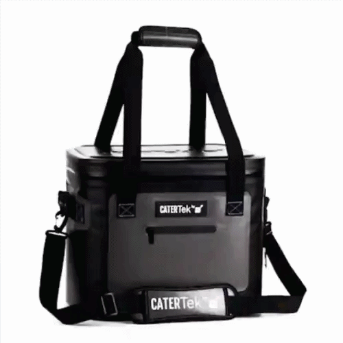 Cater Tek Black and Gray Insulated Soft Cooler - Holds 30 Cans, with Bottle Opener - 18 1/2" x 10 3/4" x 12 3/4" - 1 count box
