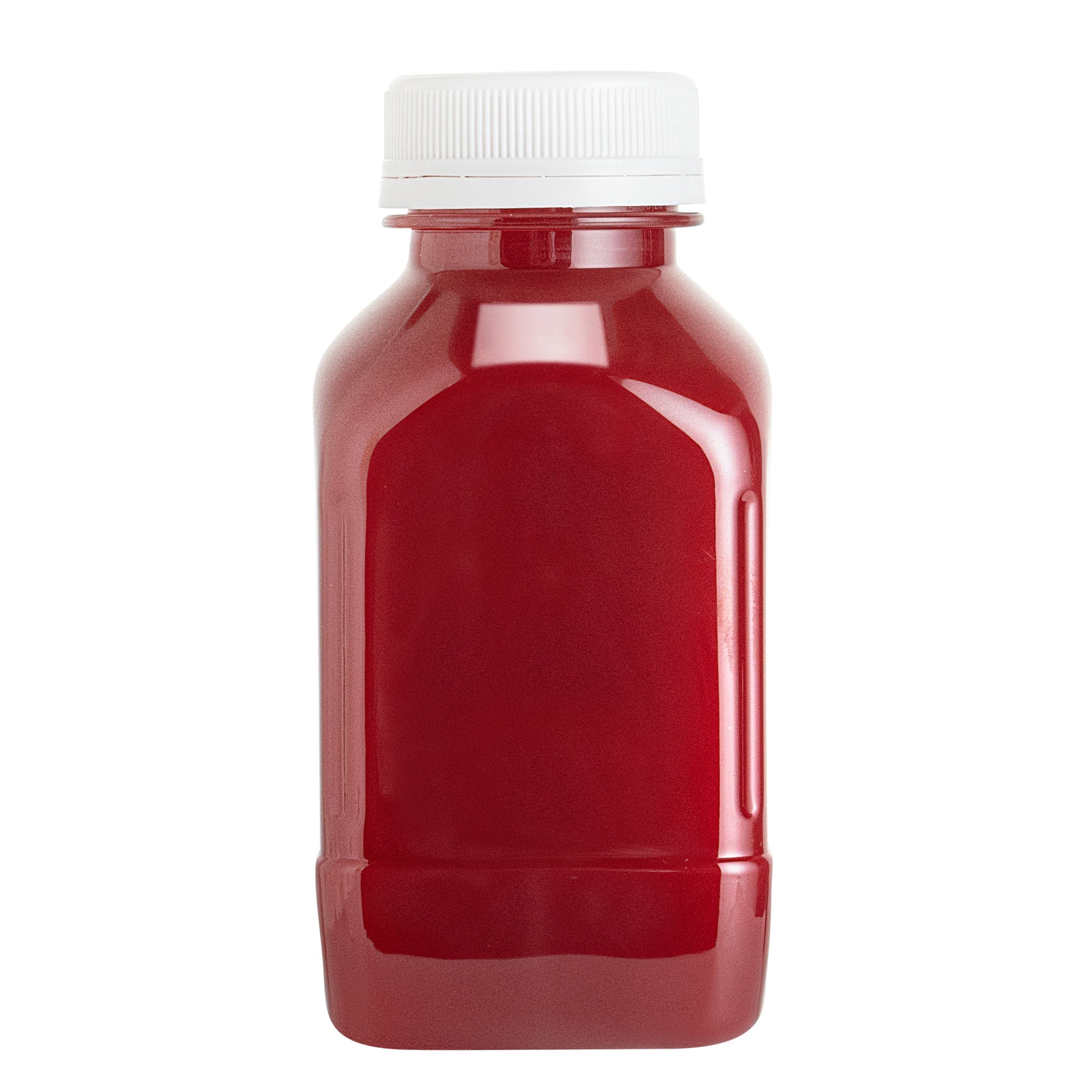 Bottle Tek 10 Square Clear 8 oz Plastic Juice Bottles with Safety Caps - Includes 10 Labels, 1 Funnel and 1 Cleaning Brush