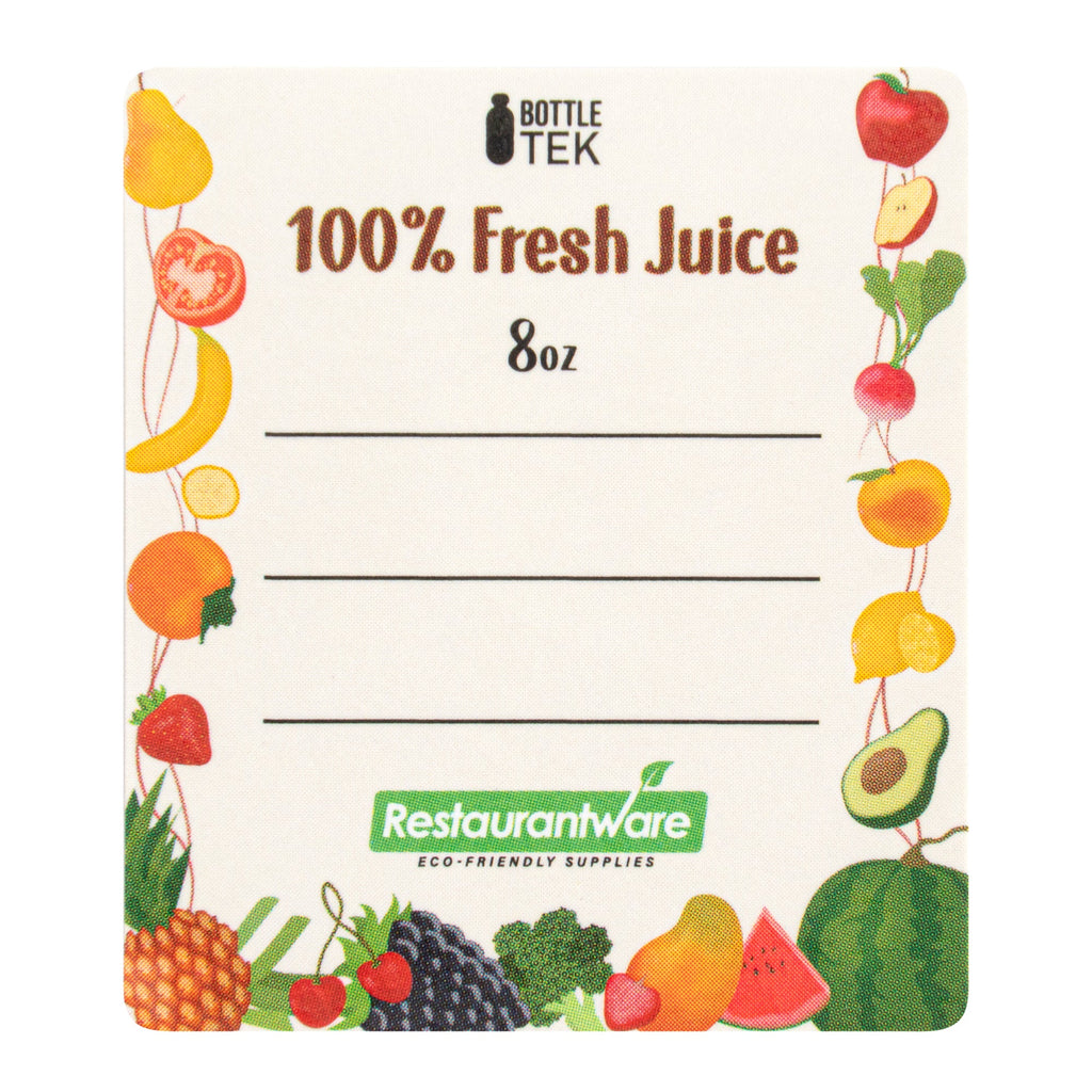 Bottle Tek 10 Square Clear 8 oz Plastic Juice Bottles with Safety Caps - Includes 10 Labels, 1 Funnel and 1 Cleaning Brush