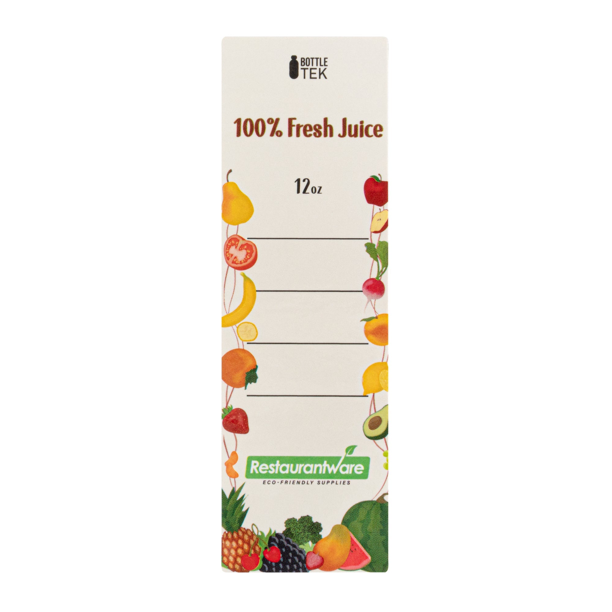 Bottle Tek 100 Square Clear 12 oz Plastic Juice Bottles with Safety Caps - Includes 100 Labels, 10 Funnels and 10 Cleaning Brushes