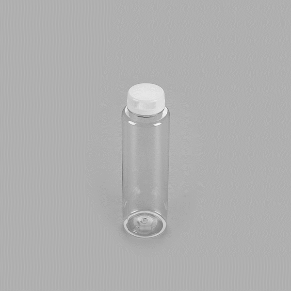 Bottle Tek 10 Round Clear 12 oz Plastic Juice Bottles with Safety Caps - Includes 10 Labels, 1 Funnel and 1 Cleaning Brush