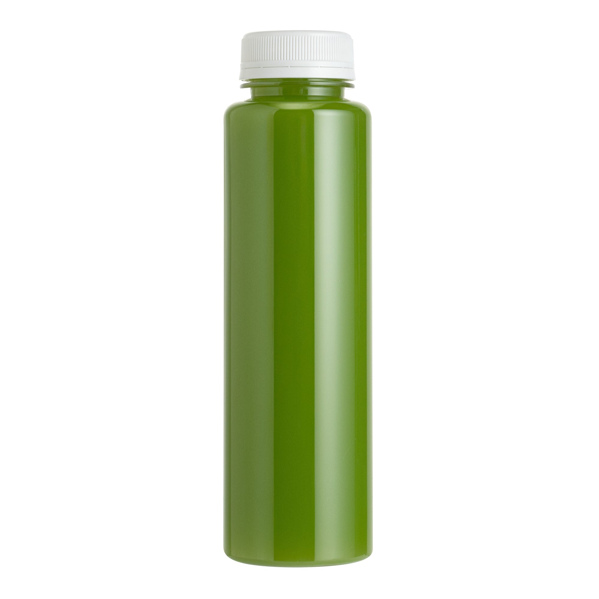 Bottle Tek 100 Round Clear 12 oz Plastic Juice Bottles with Safety Caps - Includes 100 Labels, 10 Funnels and 10 Cleaning Brushes