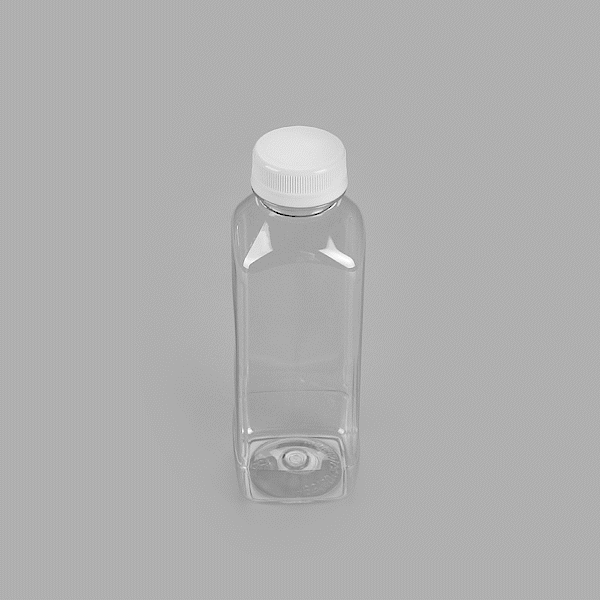 Bottle Tek 10 Square Clear 16 oz Plastic Juice Bottles with Safety Caps - Includes 10 Labels, 1 Funnel and 1 Cleaning Brush