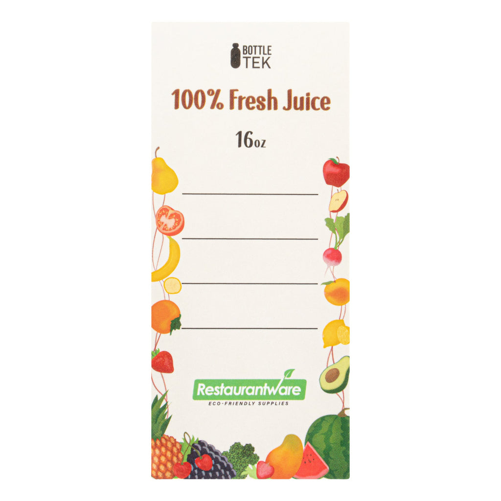 Bottle Tek 100 Square Clear 16 oz Plastic Juice Bottles with Safety Caps - Includes 100 Labels, 10 Funnels and 10 Cleaning Brushes