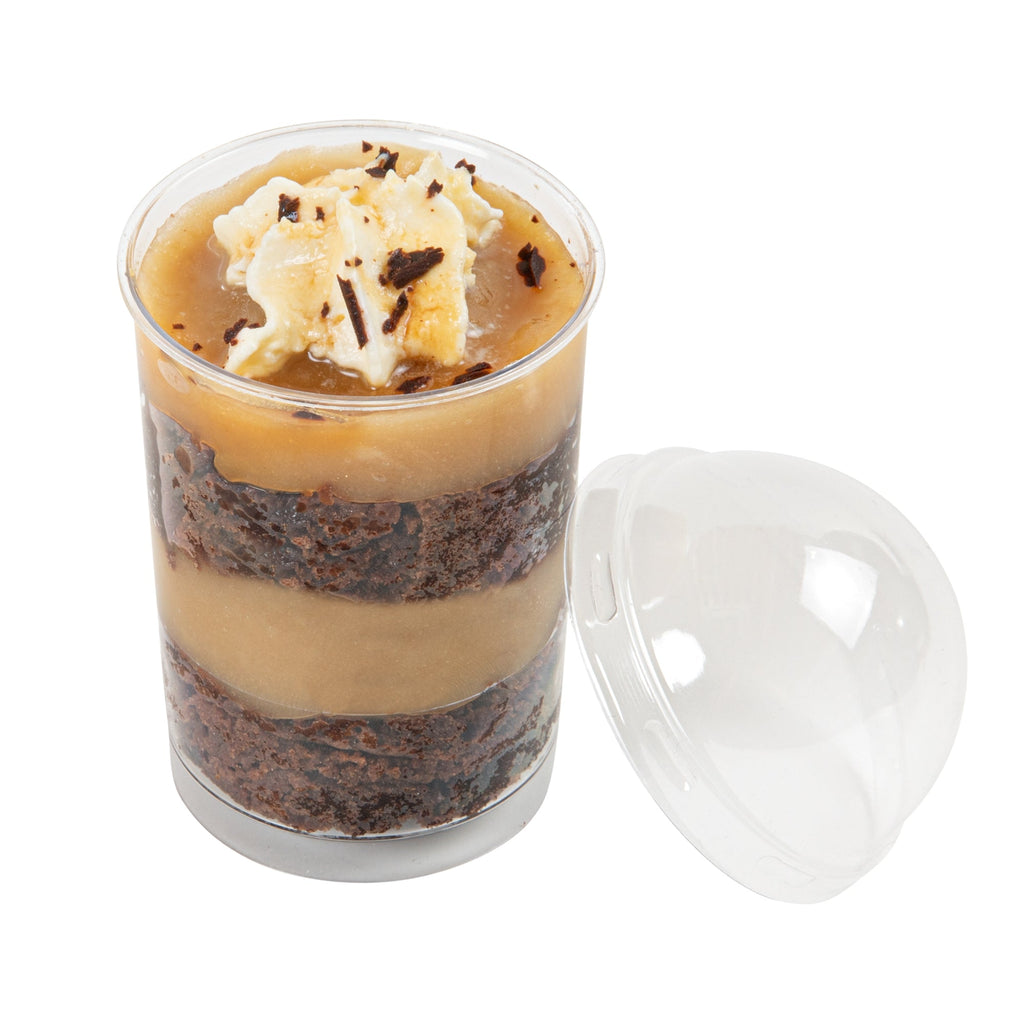 Mini Serve Round Clear Plastic Dome Lid - Fits 5 oz Dessert Cup - 25 count box
