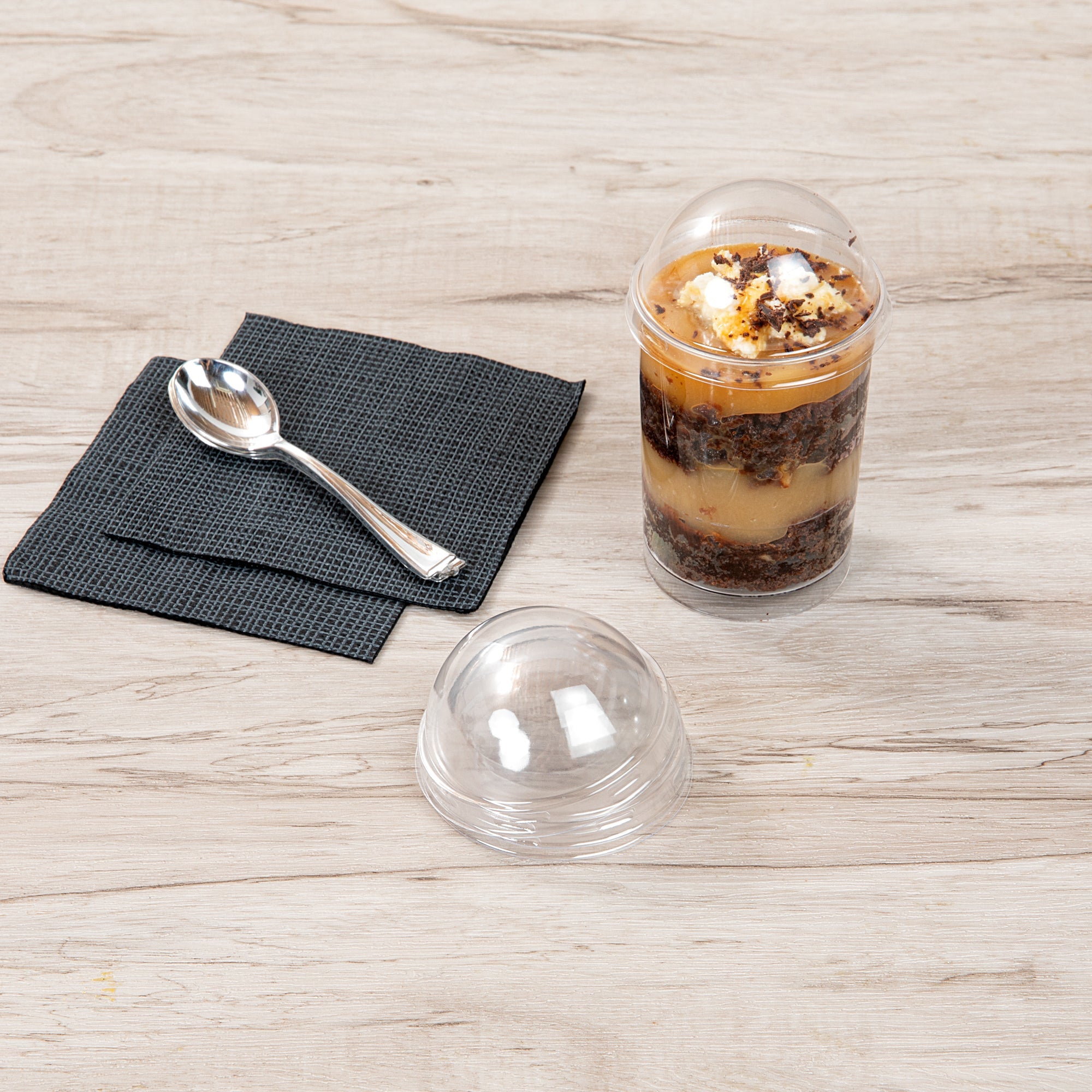 Mini Serve Round Clear Plastic Dome Lid - Fits 5 oz Dessert Cup - 100 count box