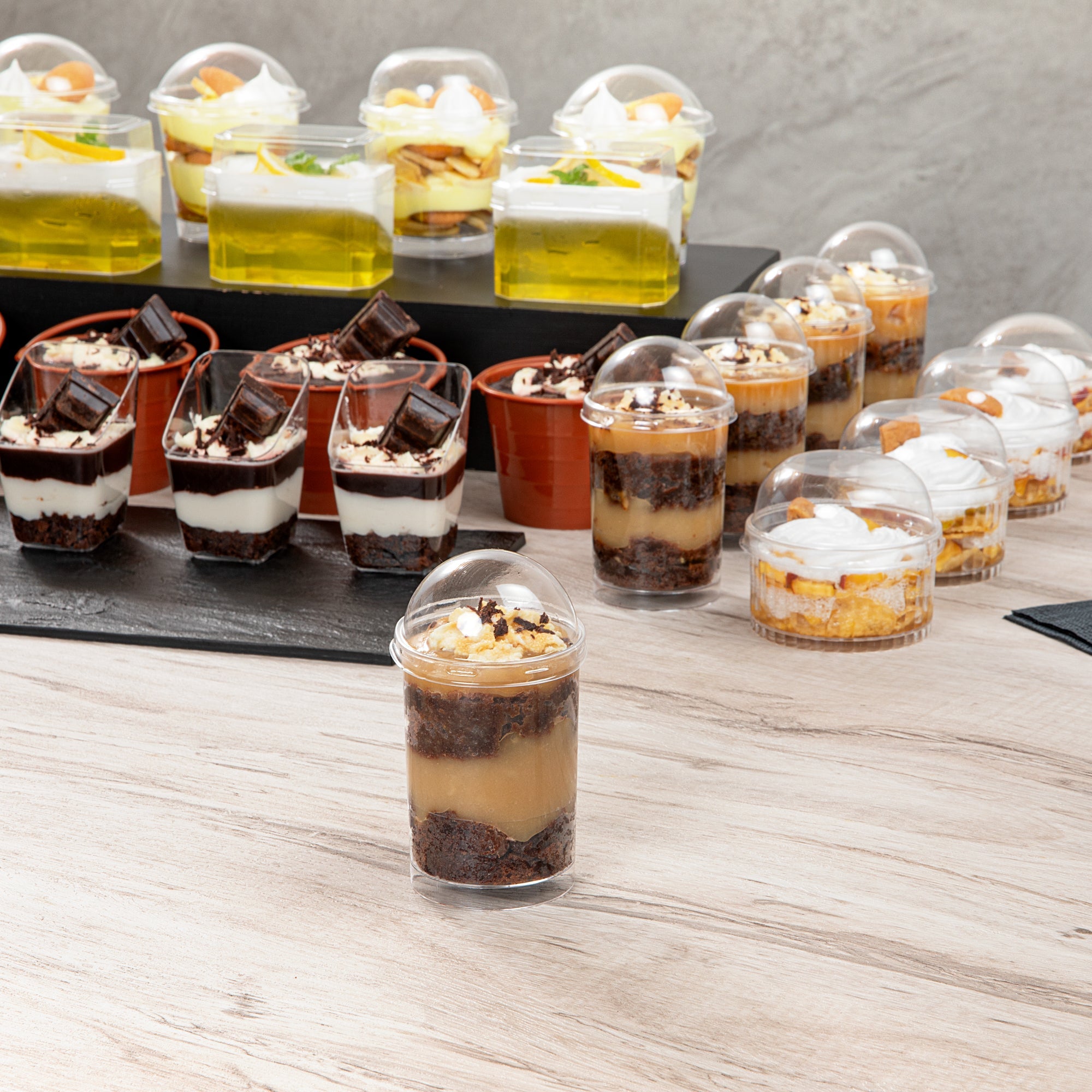 Mini Serve Round Clear Plastic Dome Lid - Fits 5 oz Dessert Cup - 100 count box