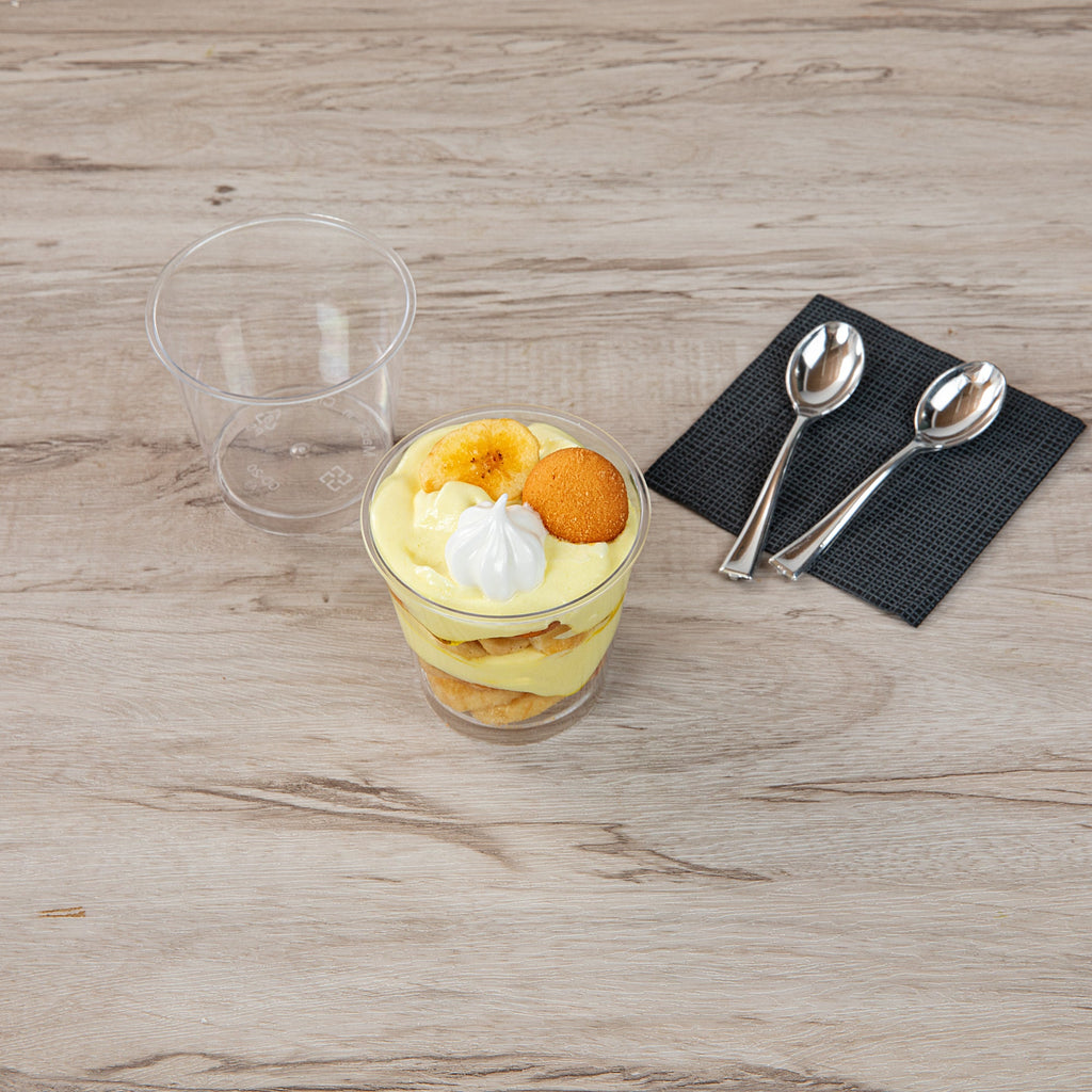 Mini Serve 6 oz Round Clear Plastic Dessert Cup - 3'' x 3'' x 2 3/4'' - 25 count box