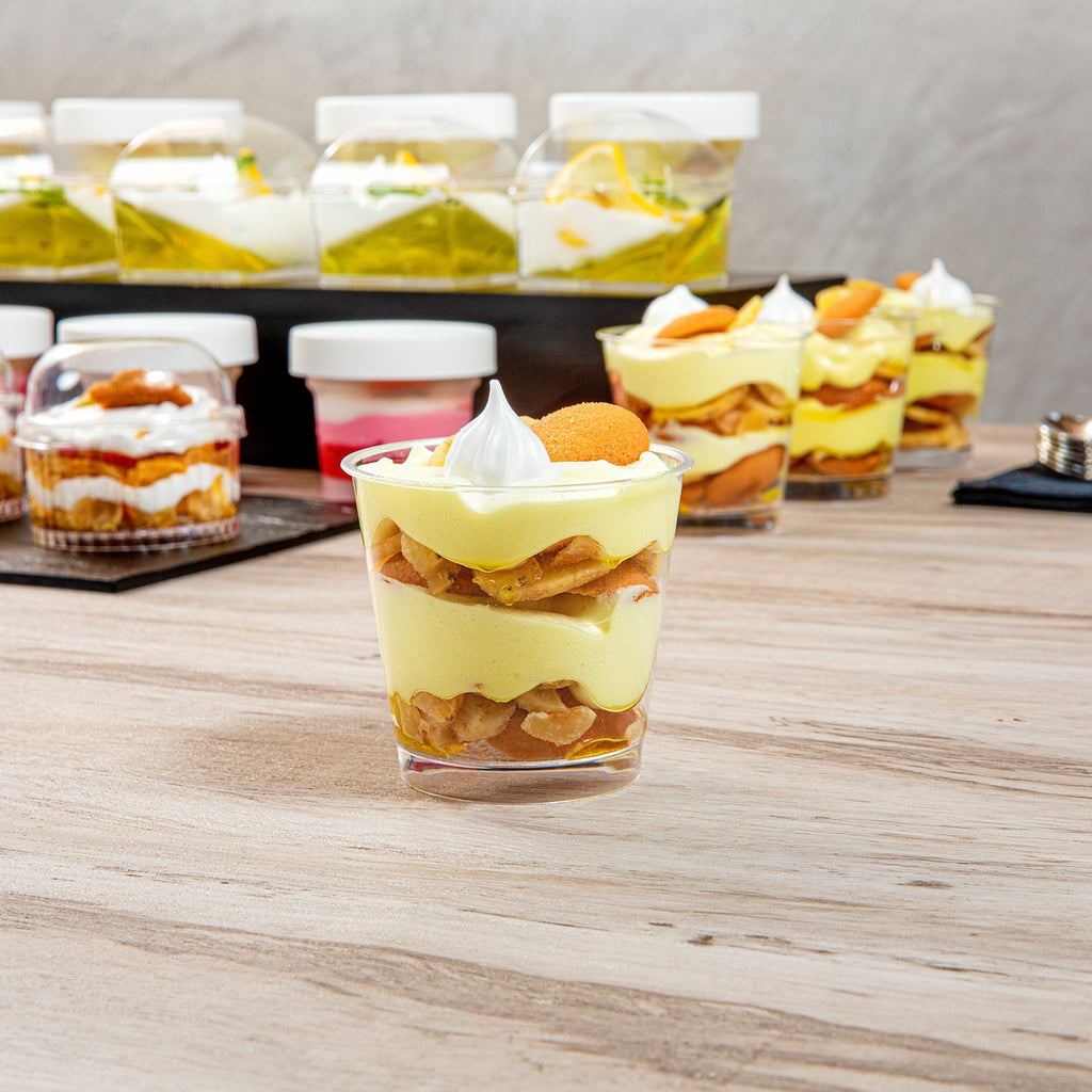 Mini Serve 6 oz Round Clear Plastic Dessert Cup - 3'' x 3'' x 2 3/4'' - 25 count box