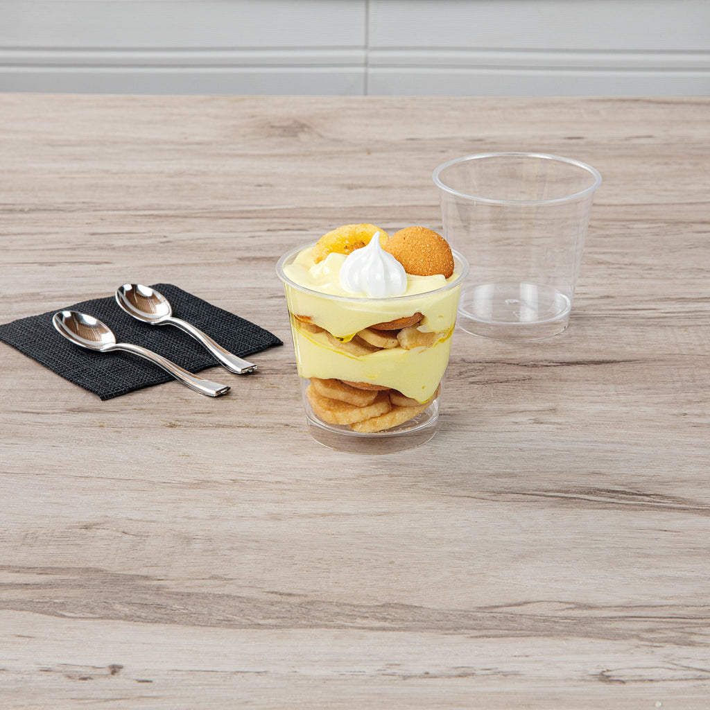 Mini Serve 6 oz Round Clear Plastic Dessert Cup - 3'' x 3'' x 2 3/4'' - 100 count box