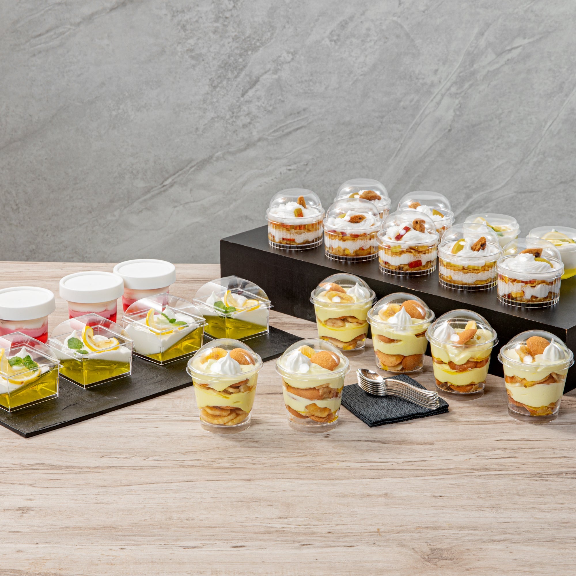 Mini Serve Round Clear Plastic Dome Lid - Fits 6 oz Dessert Cup - 25 count box