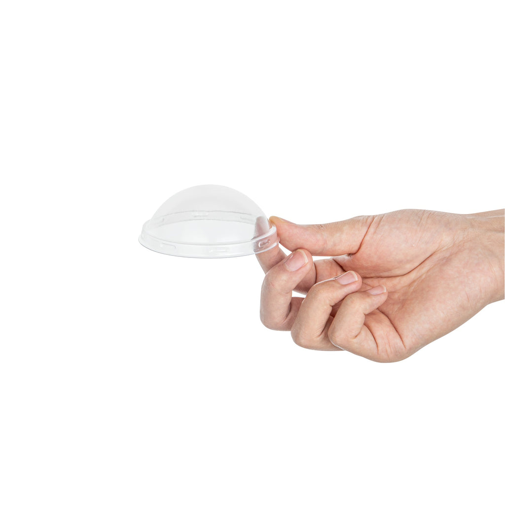 Mini Serve Round Clear Plastic Dome Lid - Fits 6 oz Dessert Cup - 100 count box