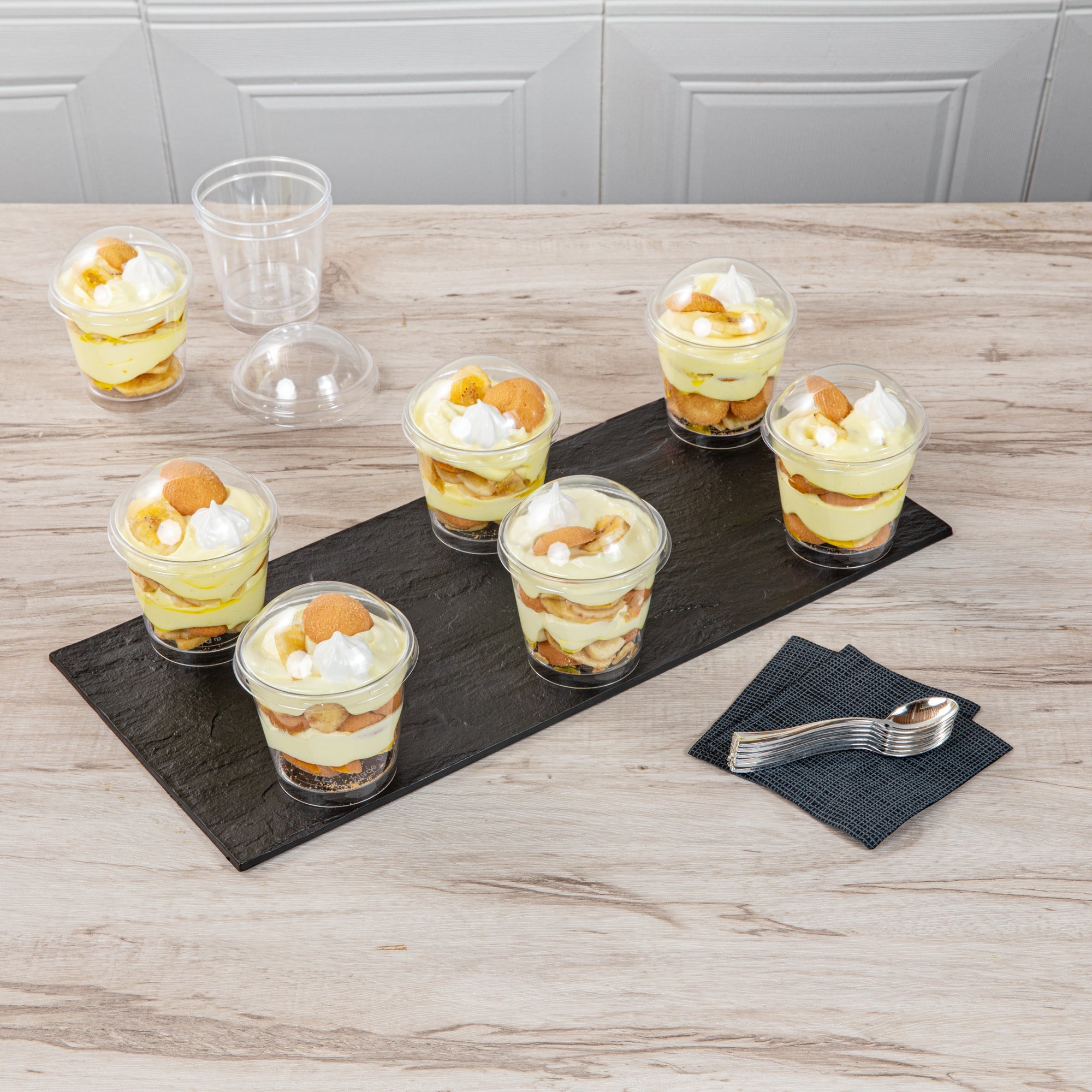 Mini Serve Round Clear Plastic Dome Lid - Fits 6 oz Dessert Cup - 100 count box
