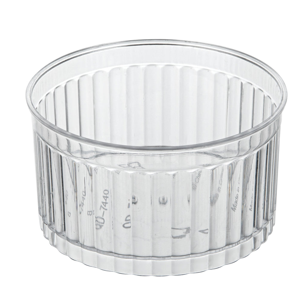 Mini Serve 4 oz Round Clear Plastic Dessert Cup - Fluted - 3'' x 3'' x 1 1/2'' - 25 count box